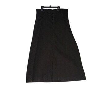 Black A Line Maxi Skirt Long Womens Denim Skirt Basic‎